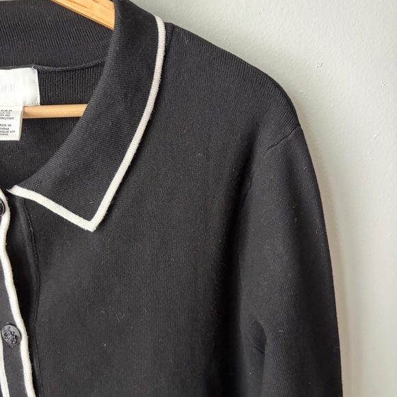H&M Cardigan Black & White Women’s Size XL- EUC Preppy - Minimalist - Picture 8 of 11